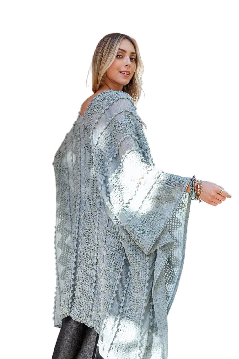 Soft Embroidered Zig Zag Kimono