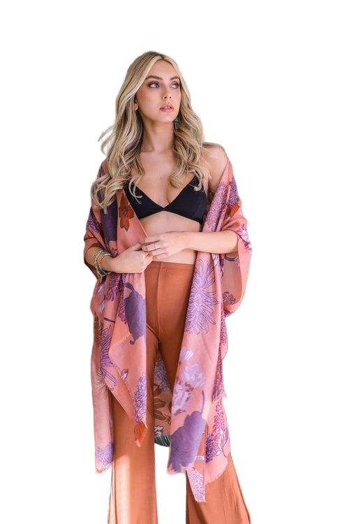 Floral Motif Combo Kimono