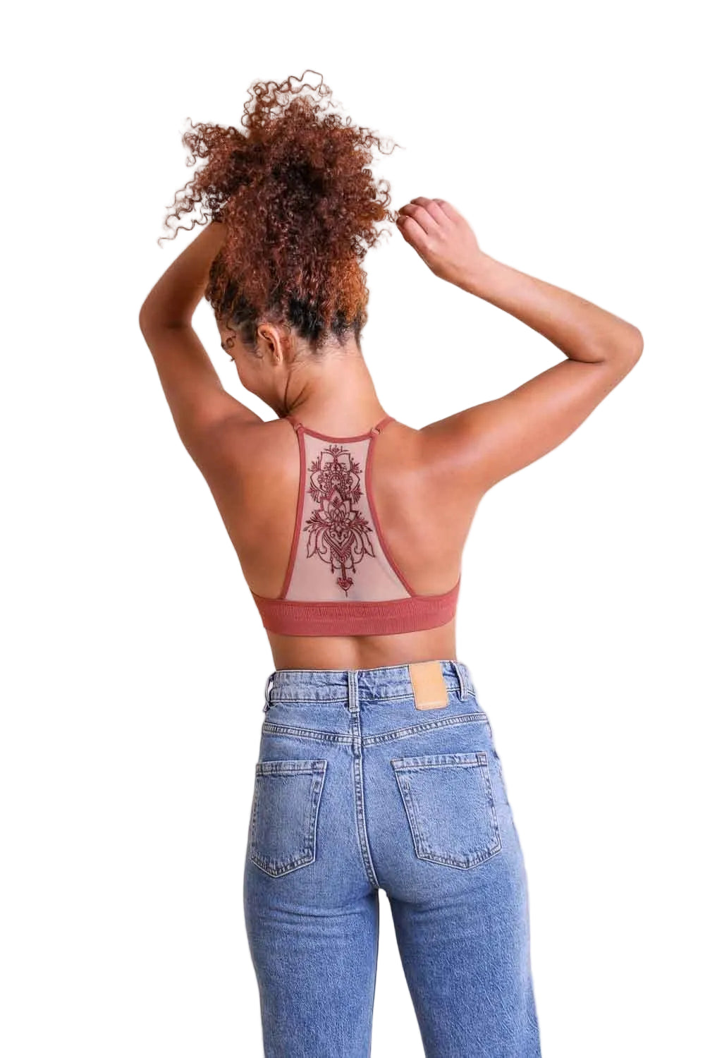 Tattoo Back Bralette – Seamless Design with Mesh Detail