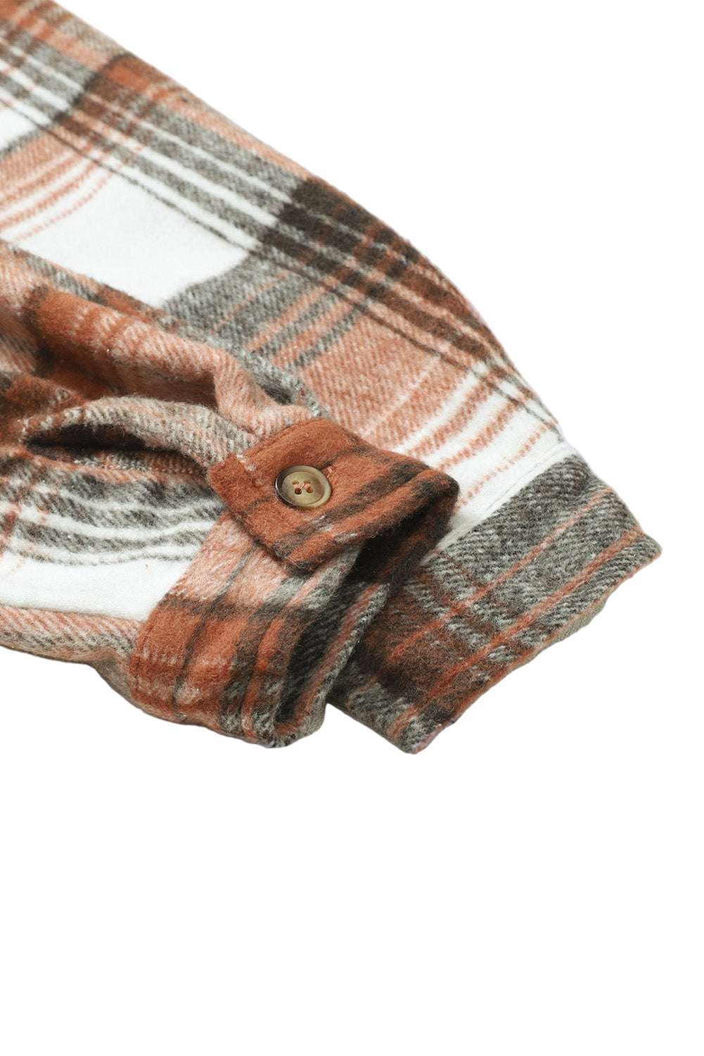 Gold Flame & Grey Plaid Button Up Collared Flannel Shacket