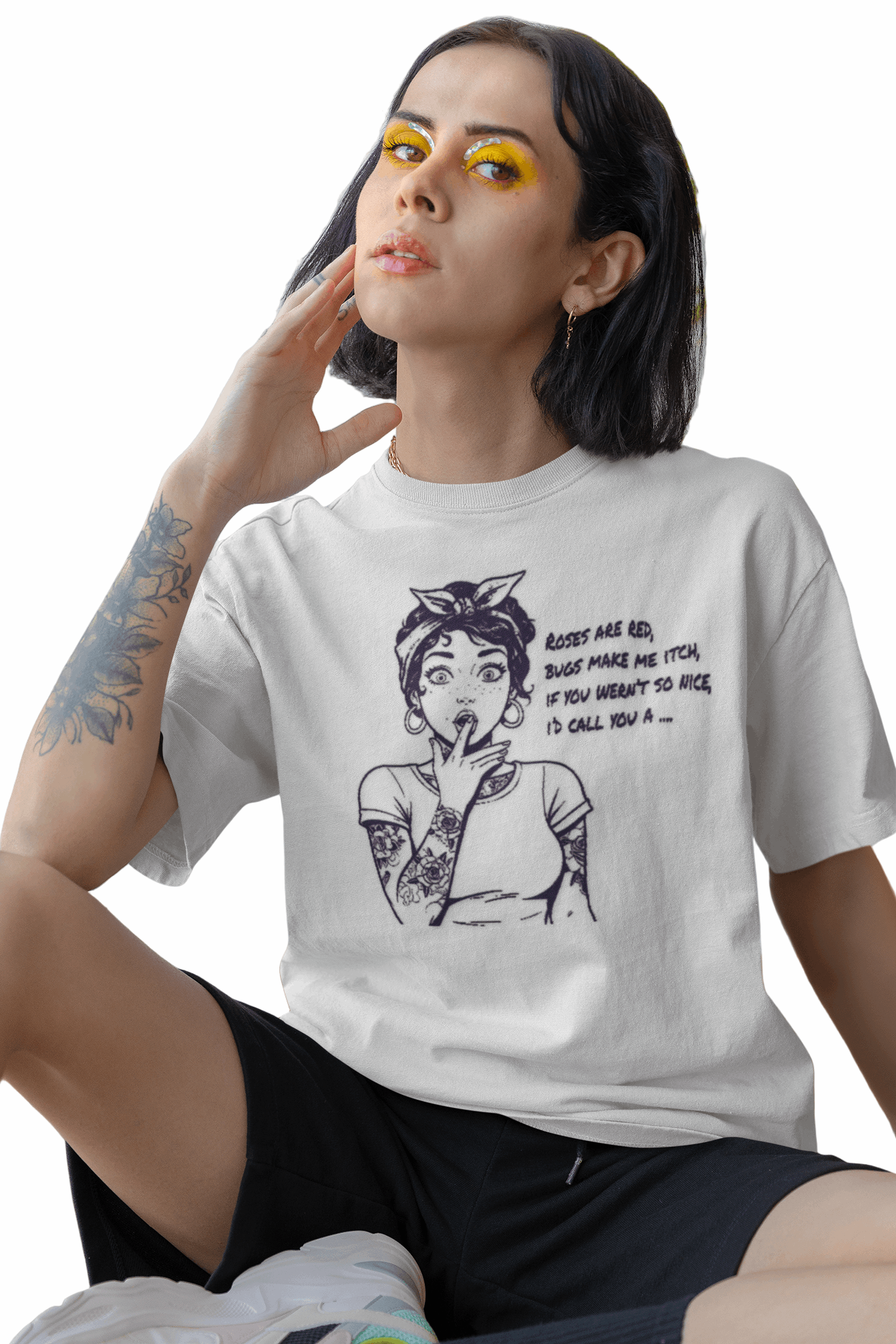 Vintage Pin Up Roses Are Red Graphic Tee