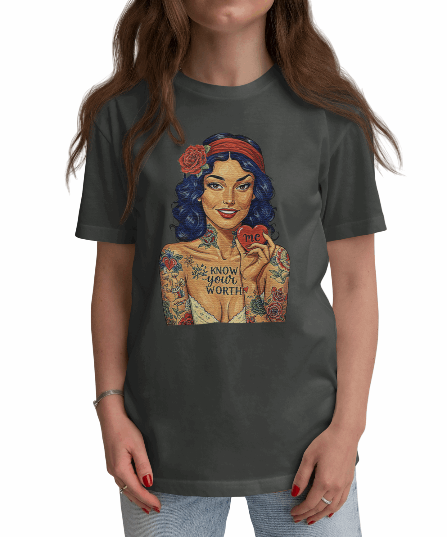 Know Your Worth Pin Up Graphic Tee