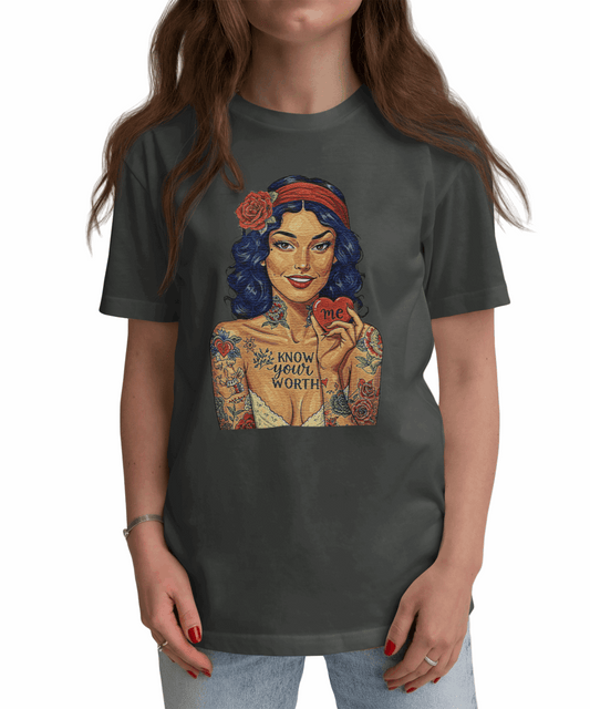 Know Your Worth Pin Up Graphic Tee