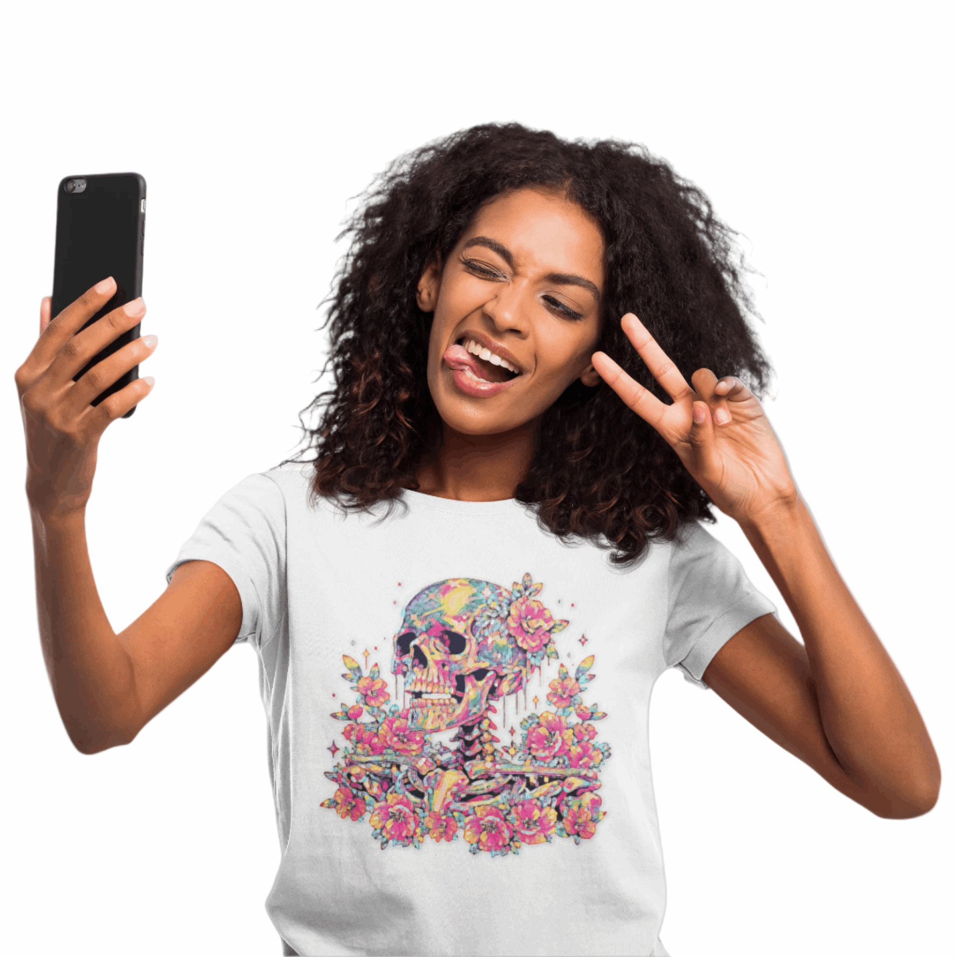 Painted Colorful Skull Graphic Tee