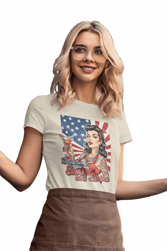 Drink Until You See Stars & Stripes Retro Graphic Tee