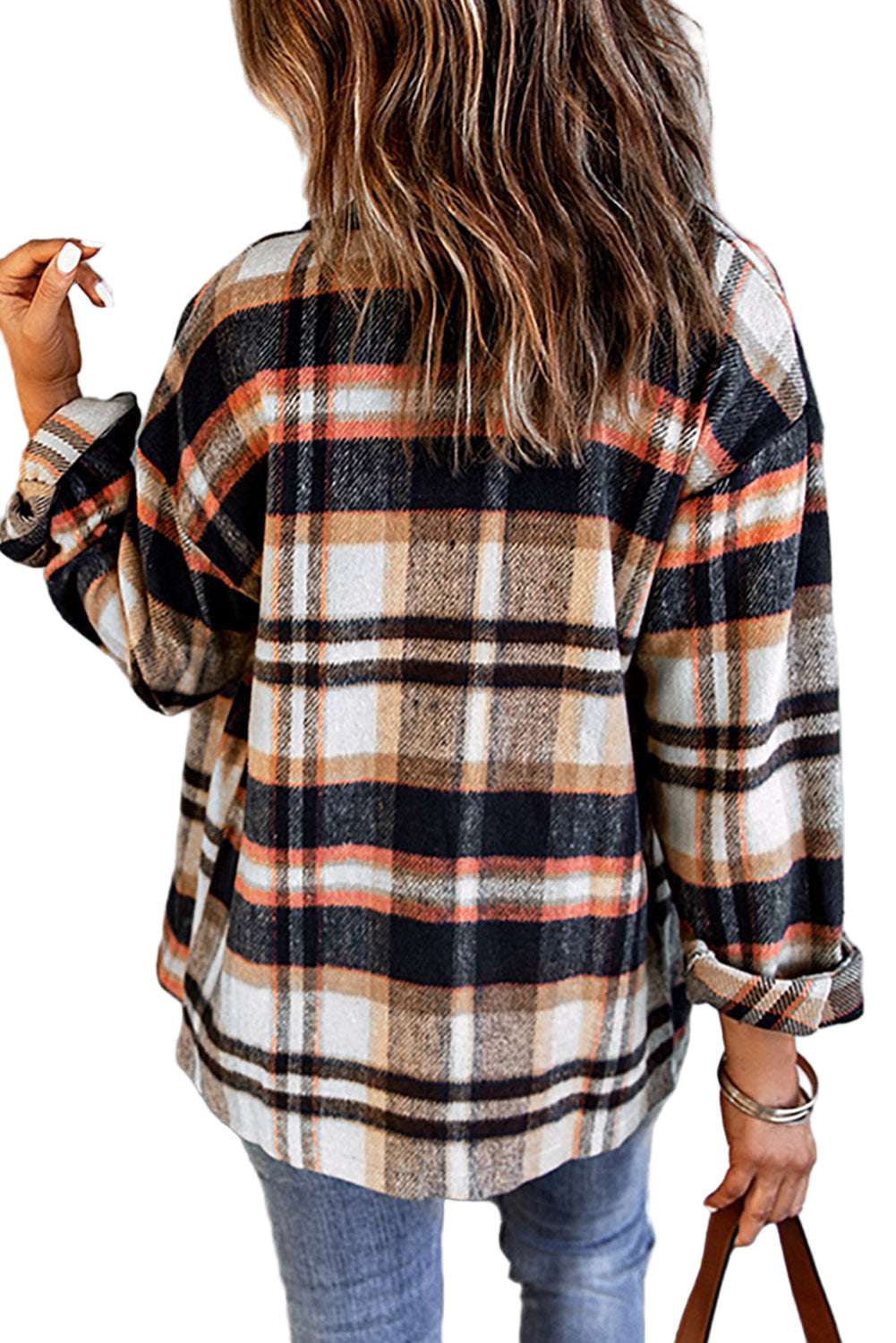 Multicolor Plaid Casual Button Up Flannel Shacket