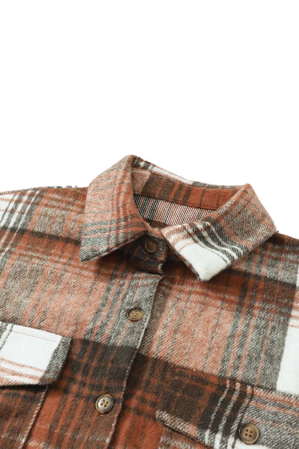 Gold Flame & Grey Plaid Button Up Collared Flannel Shacket