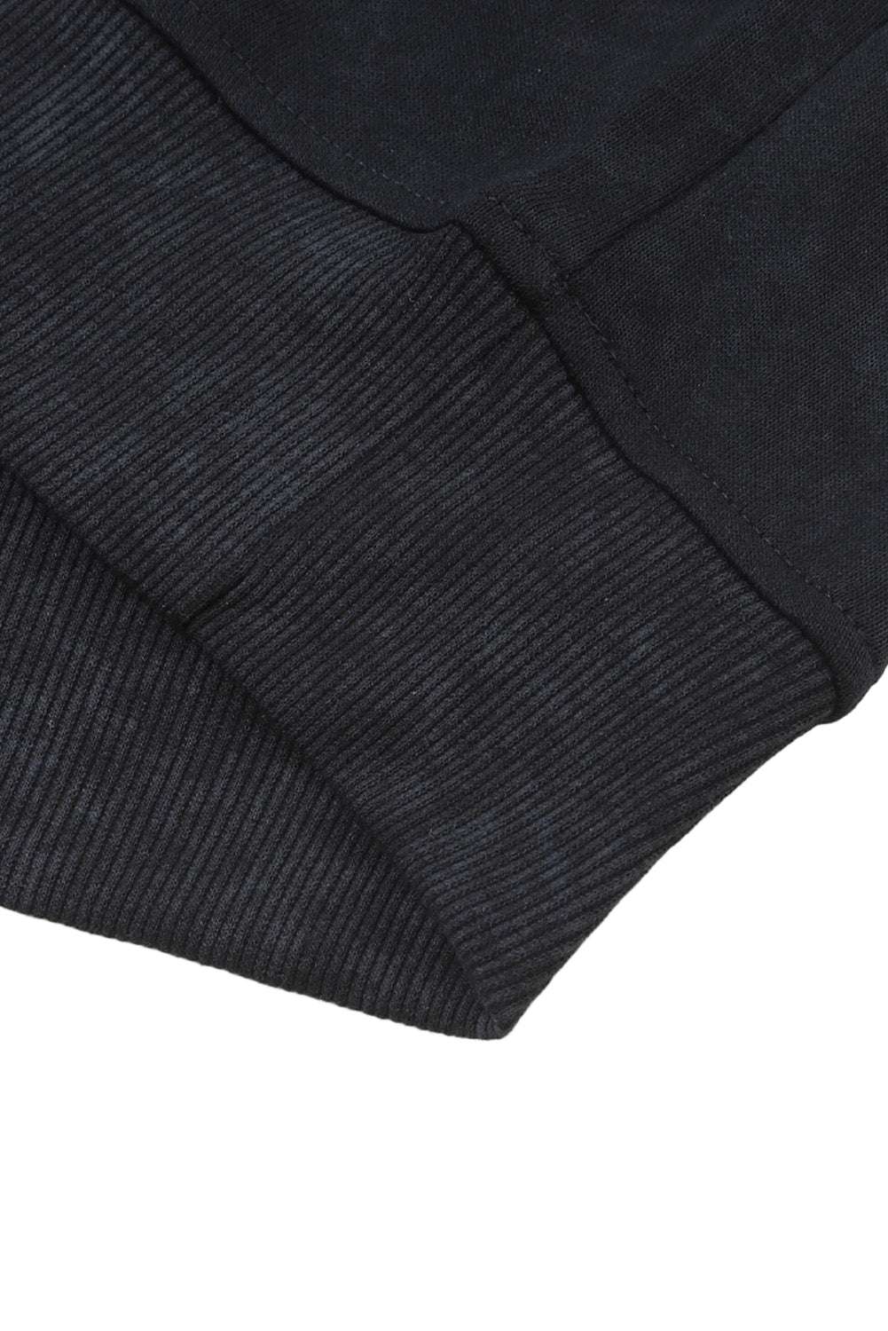 Black Plain Drop Shoulder Crew Neck Pullover Sweatshirt