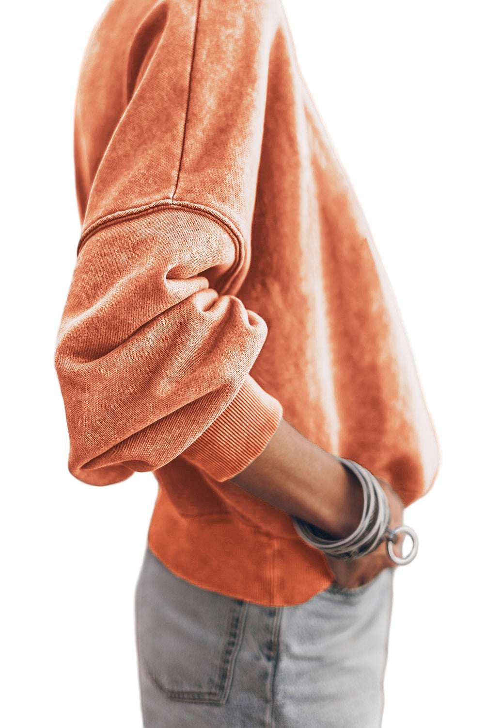 Black Plain Drop Shoulder Crew Neck Pullover Sweatshirt