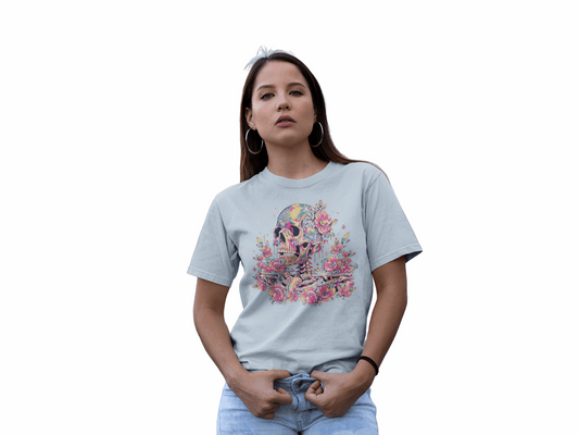 Painted Colorful Skull Graphic Tee