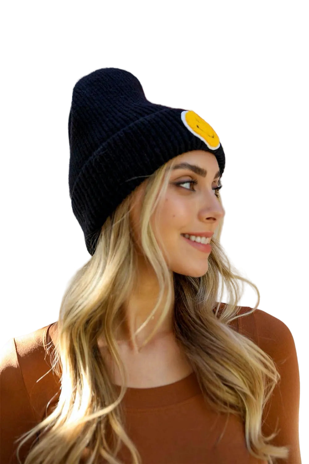 Smiley Face Ribbed Beanie 🙂