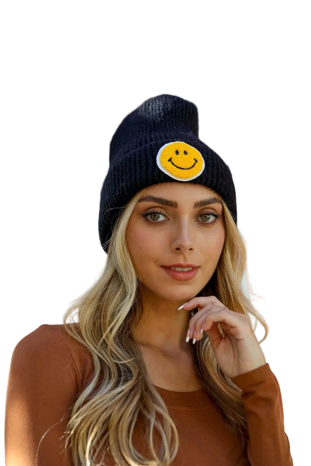 Smiley Face Ribbed Beanie 🙂