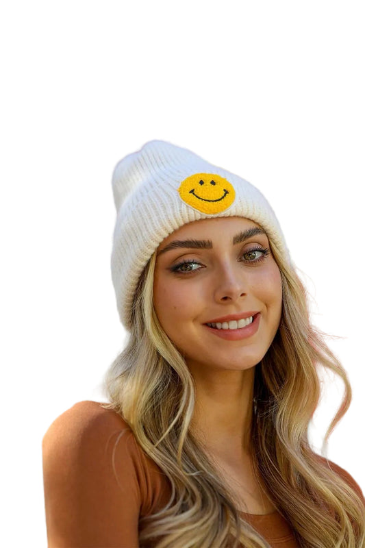 Smiley Face Ribbed Beanie 🙂