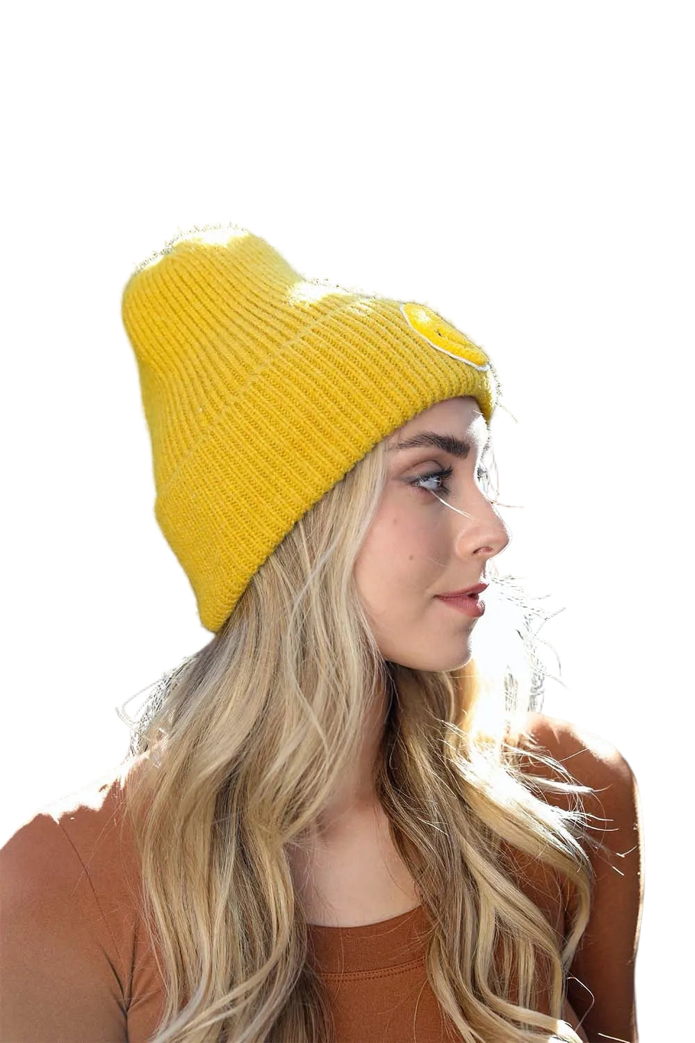 Smiley Face Ribbed Beanie 🙂
