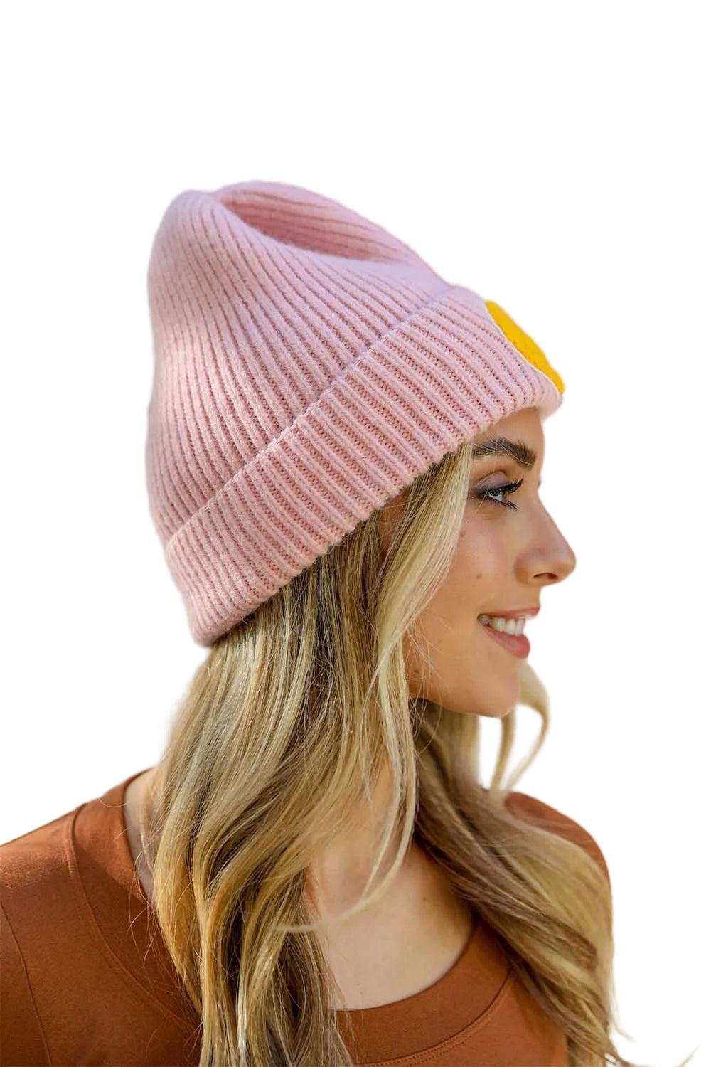Smiley Face Ribbed Beanie 🙂
