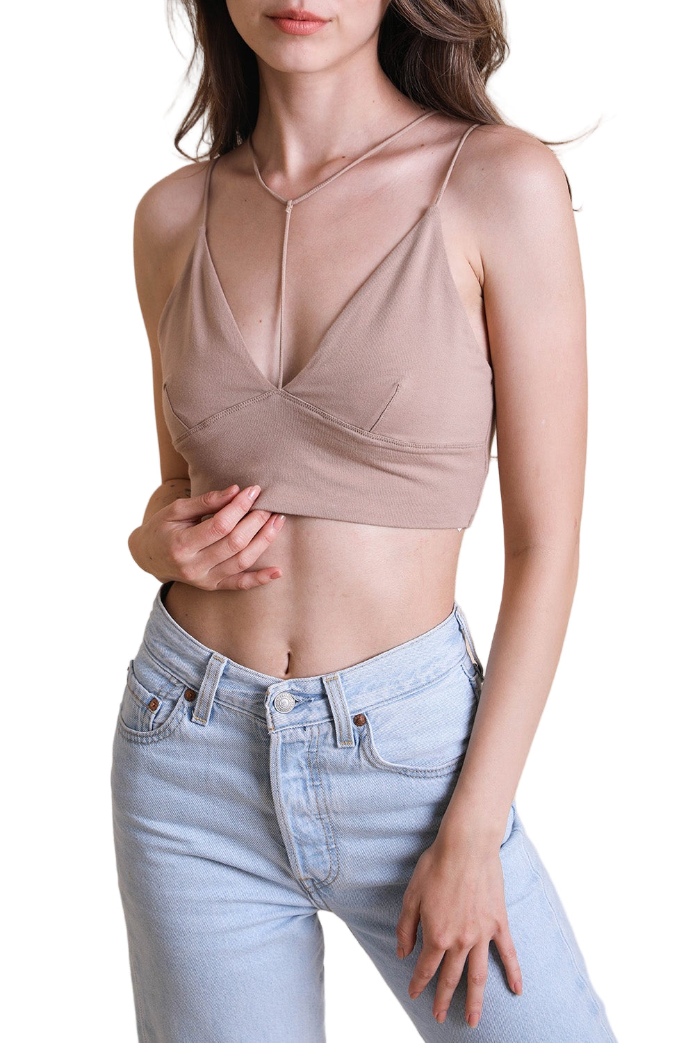 Y-Neck Plunge Crop Top