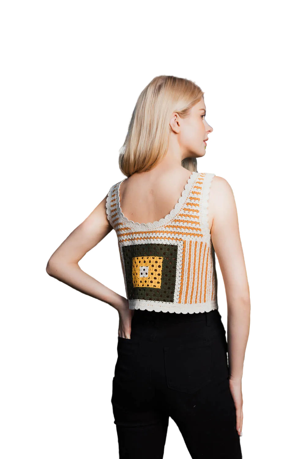 Bohemian Fusion Multi-Patterned Crochet Stitched Top