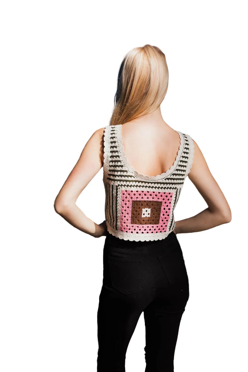 Bohemian Fusion Multi-Patterned Crochet Stitched Top