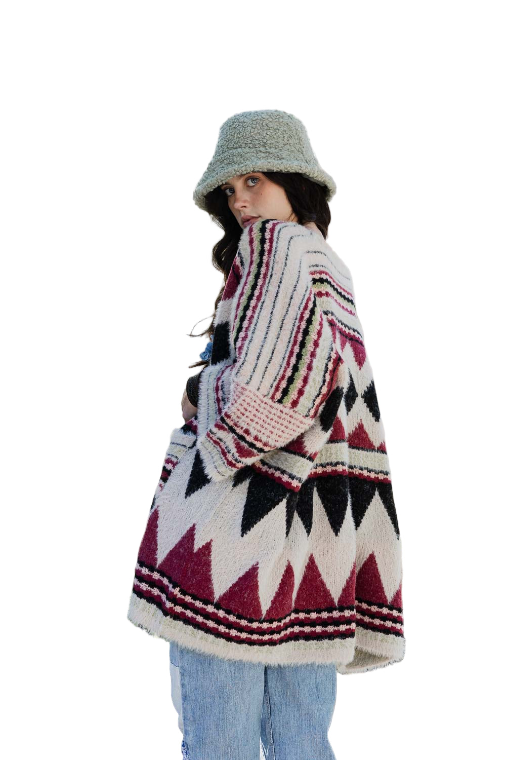 Faux Hair Aztec Pocket Ruana