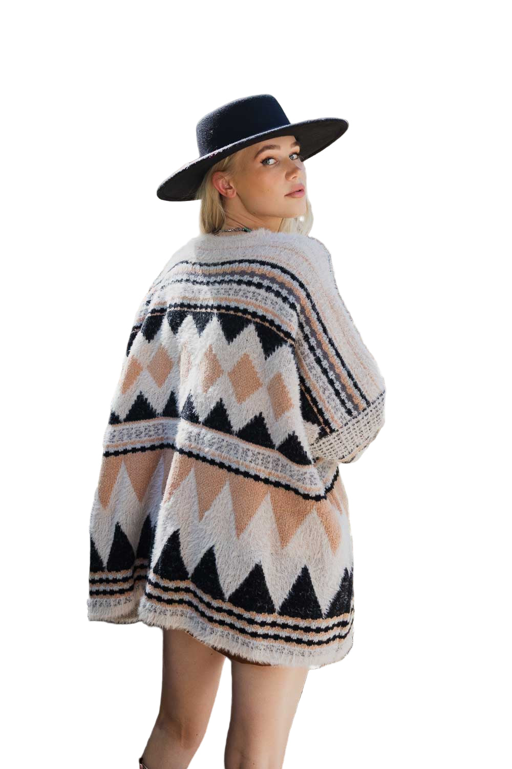 Faux Hair Aztec Pocket Ruana