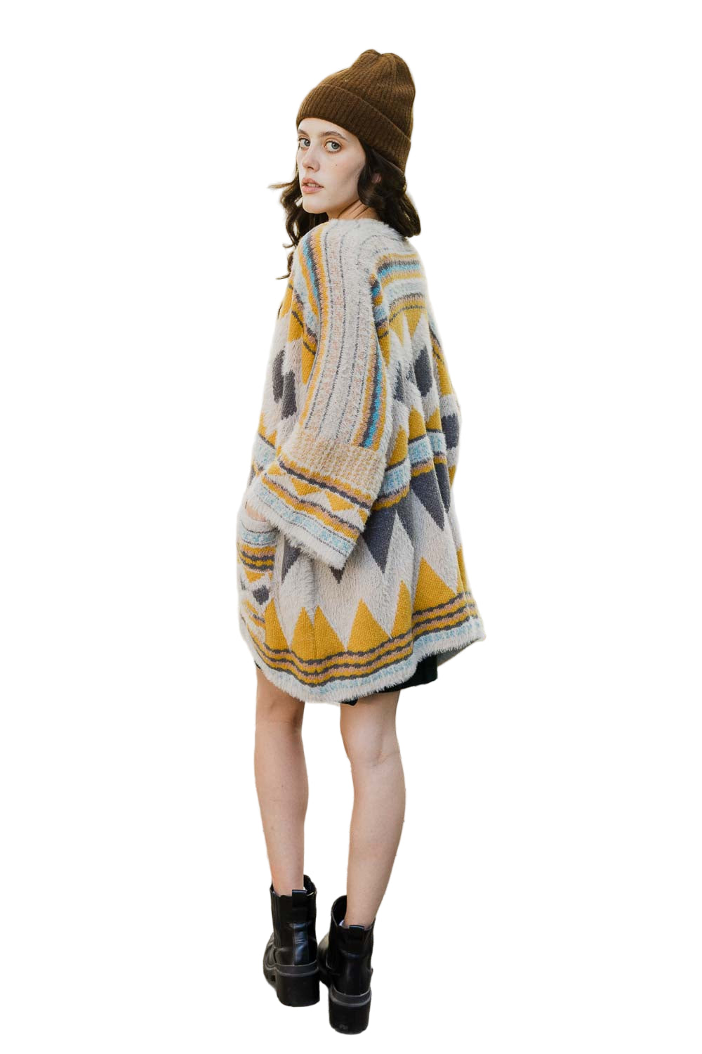 Faux Hair Aztec Pocket Ruana