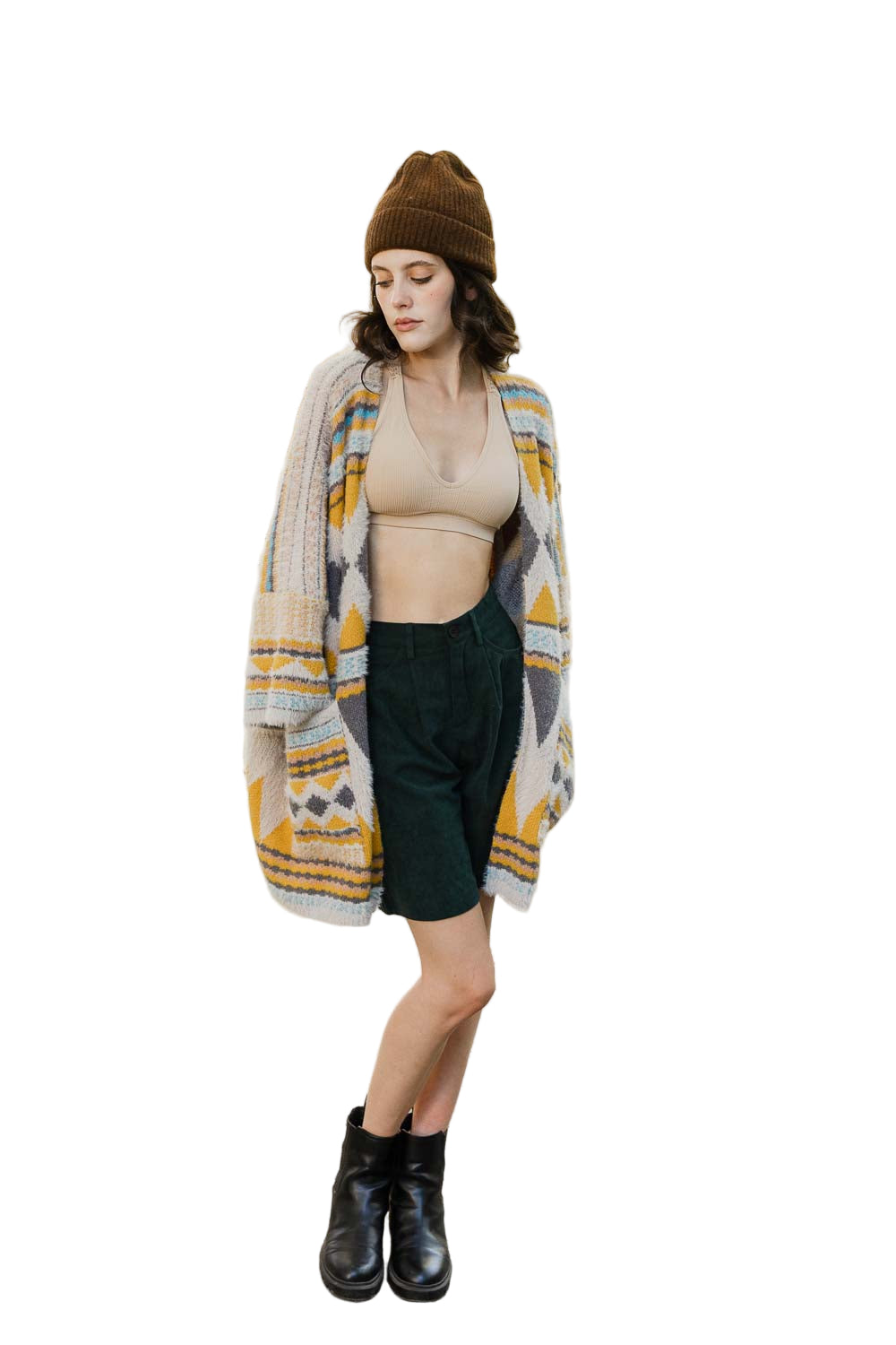 Faux Hair Aztec Pocket Ruana