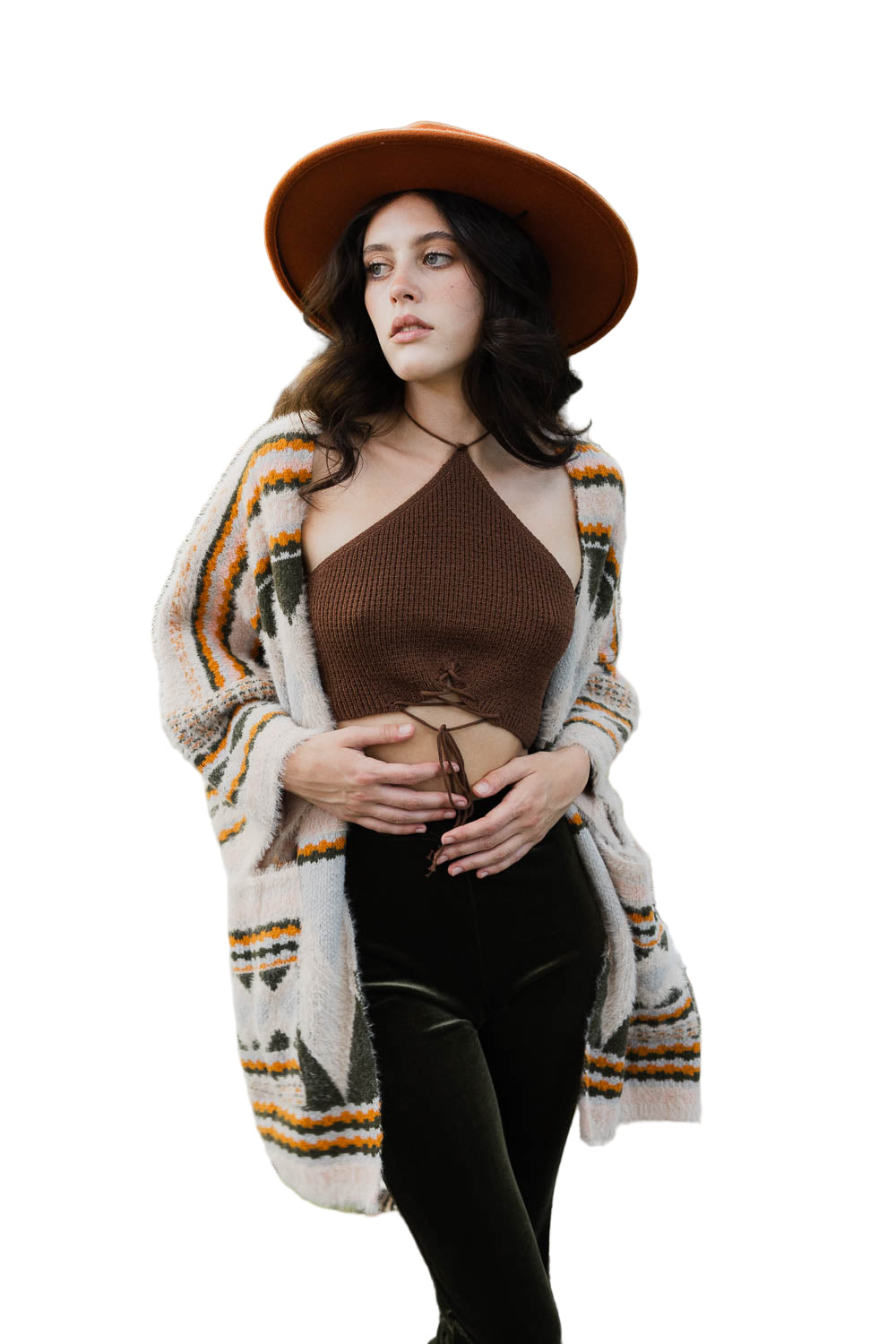 Faux Hair Aztec Pocket Ruana