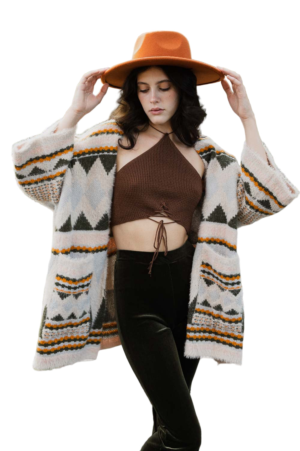 Faux Hair Aztec Pocket Ruana