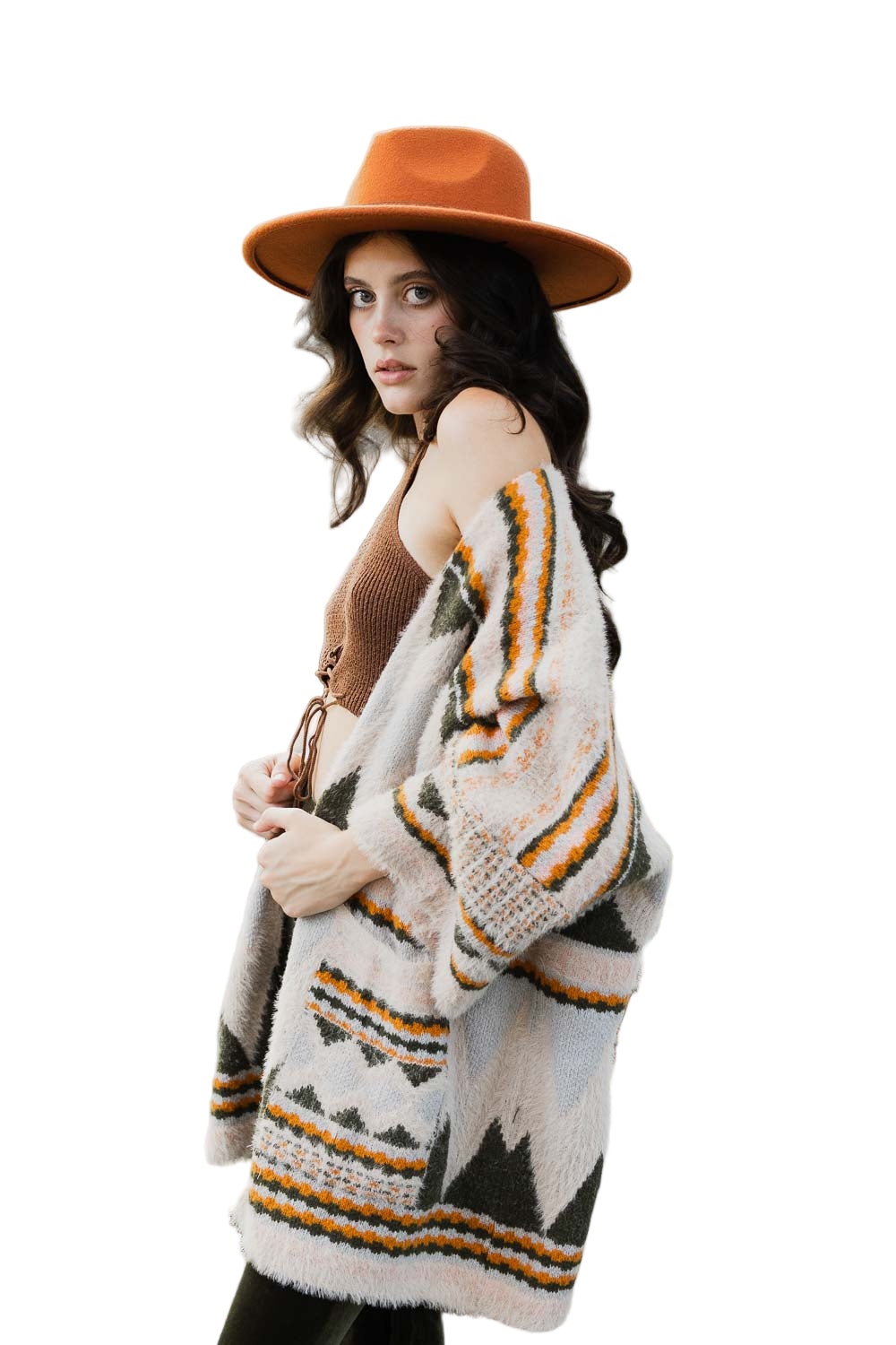 Faux Hair Aztec Pocket Ruana