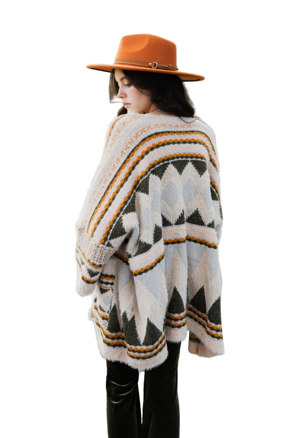 Faux Hair Aztec Pocket Ruana