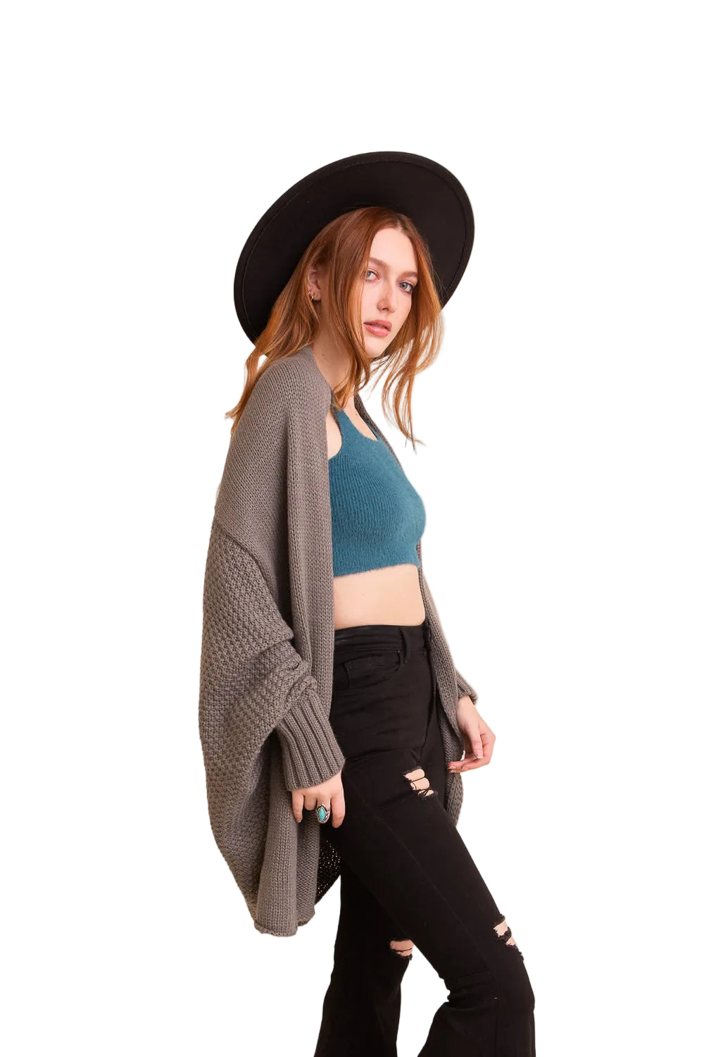 Cuddly Bat Sleeve Knit Cardigan