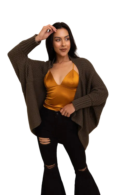 Cuddly Bat Sleeve Knit Cardigan