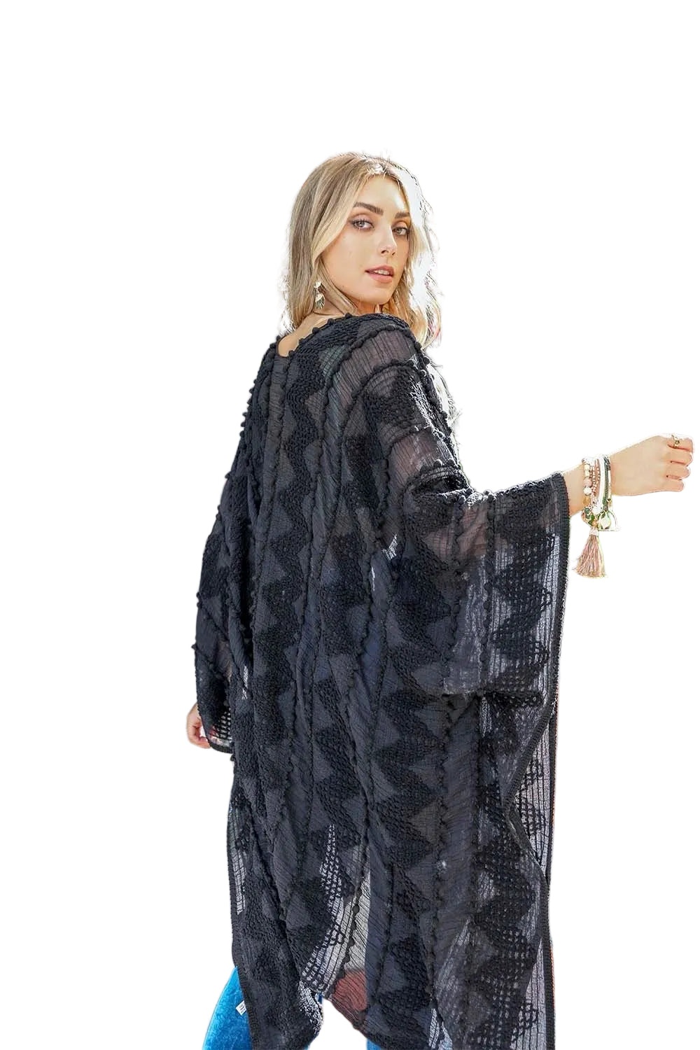 Soft Embroidered Zig Zag Kimono