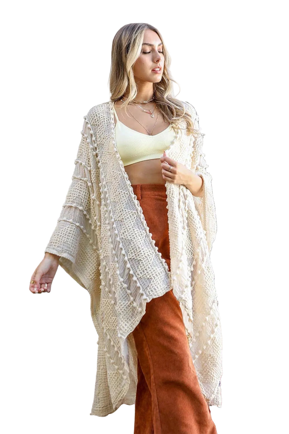 Soft Embroidered Zig Zag Kimono