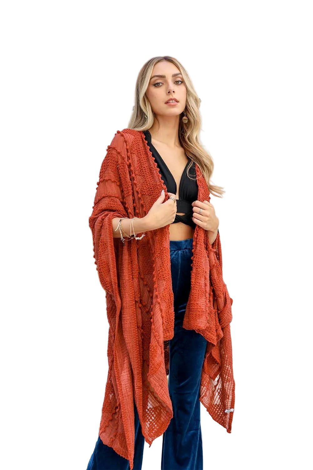 Soft Embroidered Zig Zag Kimono