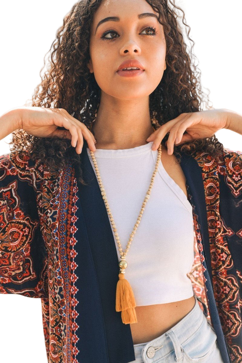 Bohemian Beaded Tassel Necklace