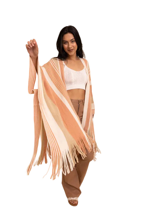 Boho Chic Frayed Edge Ruana