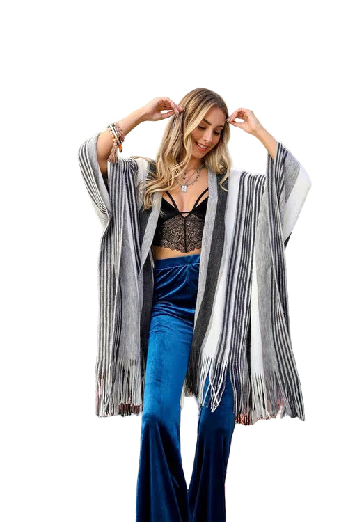 Boho Chic Frayed Edge Ruana
