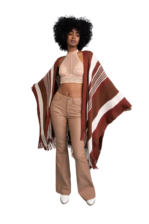 Boho Chic Frayed Edge Ruana