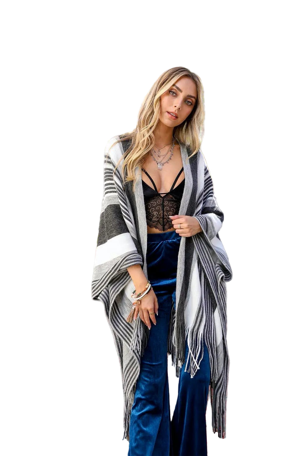 Boho Chic Frayed Edge Ruana