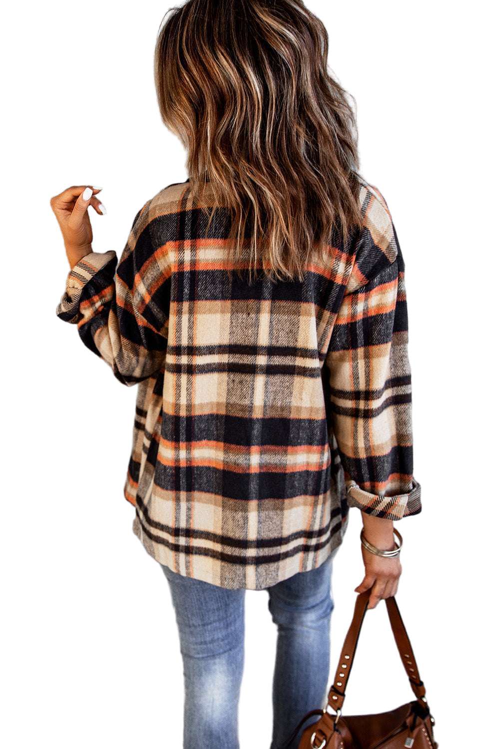 Multicolor Plaid Casual Button Up Flannel Shacket