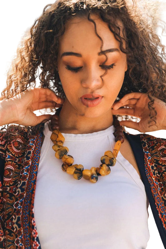 Chunky Amber Beaded Necklace