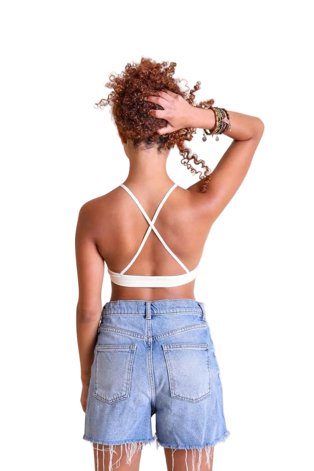 Crochet Lace High Neck Bralette – Halter Style with Cross-Back
