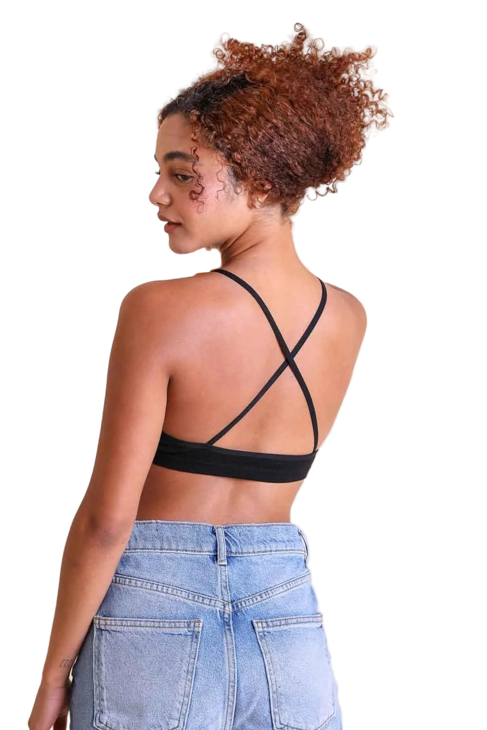 Crochet Lace High Neck Bralette – Halter Style with Cross-Back