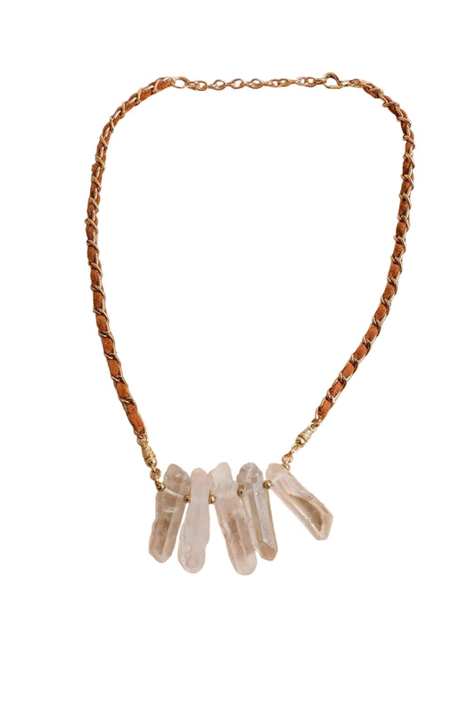 Crystal Drop Suede Necklace