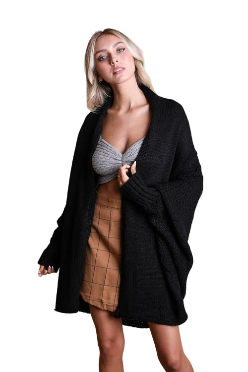 Cuddly Bat Sleeve Knit Cardigan