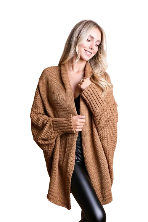 Cuddly Bat Sleeve Knit Cardigan