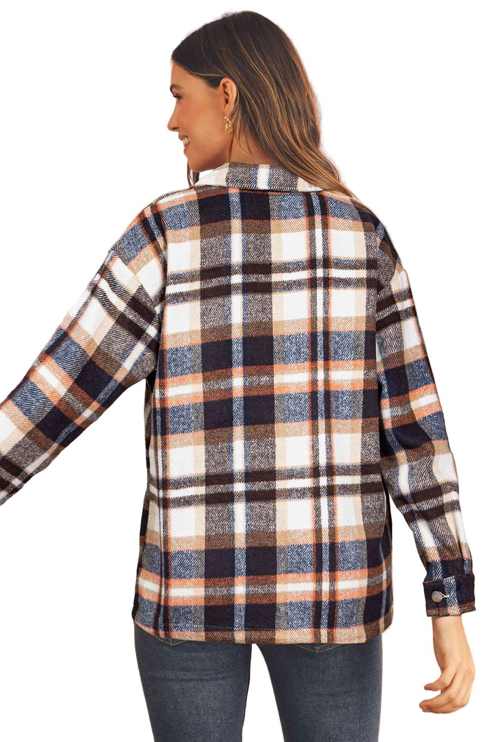 Multicolor Plaid Casual Button Up Flannel Shacket