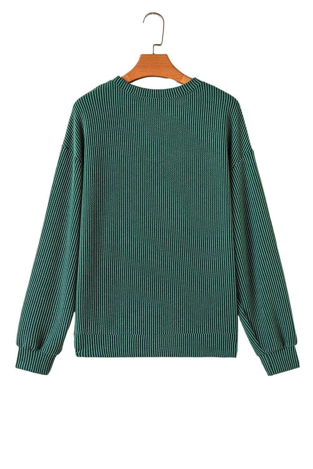 Evergreen Crinkle Rib JOLLY Pattern Long Sleeve Top and Pockets Pants Set