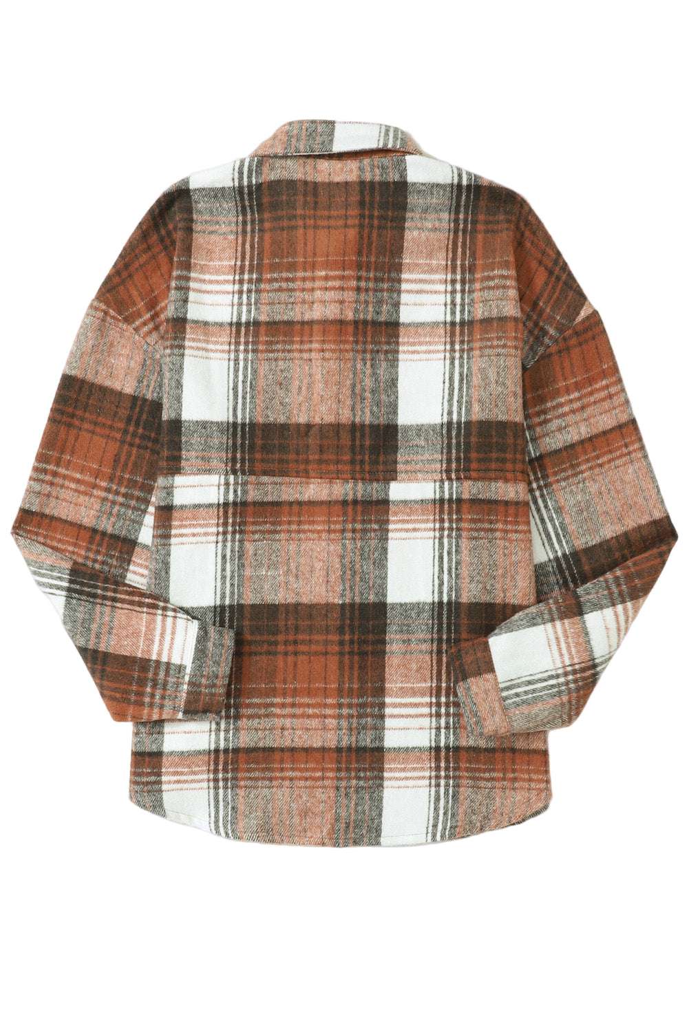 Gold Flame & Grey Plaid Button Up Collared Flannel Shacket